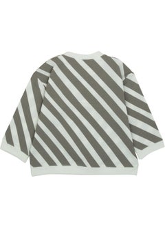 Jrmori Sideways Stripe Printed Sweatshirt with Snap on Shoulders  - Image 3