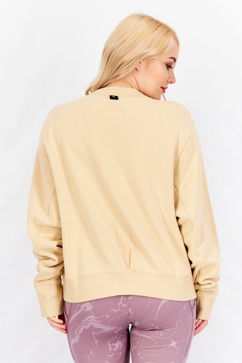 PUMA Women Sportswear Fit Long Sleeve Training Plain Sweatshirt, Beige - Image 2