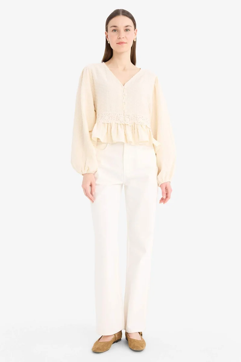 ديفاكتو V-Neck Long Sleeve Tunic