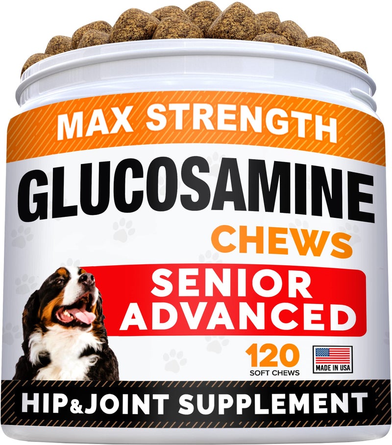 StrellaLab Senior Advanced Glucosamine Chondroitin Joint Supplement for Dogs - Hip & Joint Pain Relief Pills - Large & Small Breed - Hip Joint Chews Canine Joint Health - Chews Older Dogs - Bacon Flavor-120Ct - Image 1