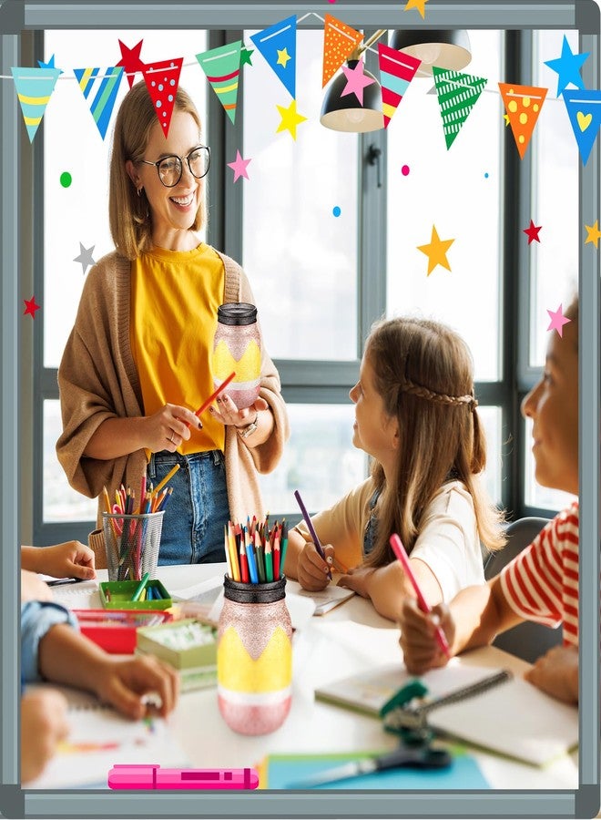 Funnymoom 2 Pcs Teacher Appreciation Gift Mason Jar 17 oz Pencil Apple Composition Book DIY Pencil Holder Teacher Desk Organizer for School Classroom Table Decoration(Cute) - Image 4