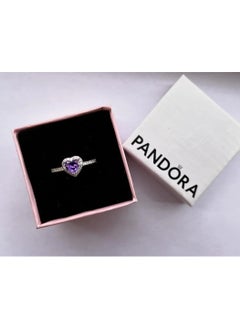 PANDORA "Radiant Love: The Pandora Purple Heart Ring - A Captivating Expression of Elegance and Affection, Expertly Crafted to Bring a Touch of Color and Charm to Your Style, Perfect for Celebrating Life's Beautiful Moments and Connections."  - Image 1