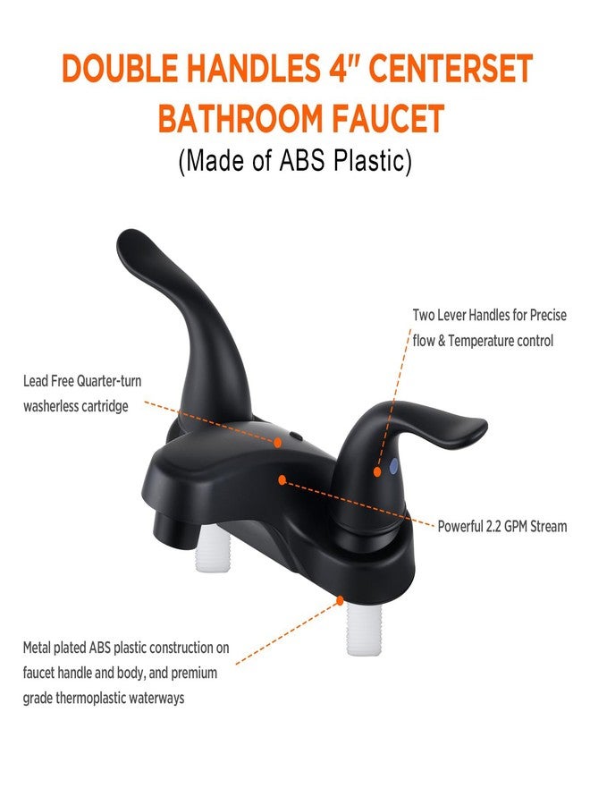 KPWATER Bathroom Sink Faucets 2/3 Hole,Matte Black Dual Handles 4 inch Plastic Plating Over Bathroom Faucet with Pop-up Drain and 2 Supply Hoses for Apartment Rvs Sink Vanity - Image 2