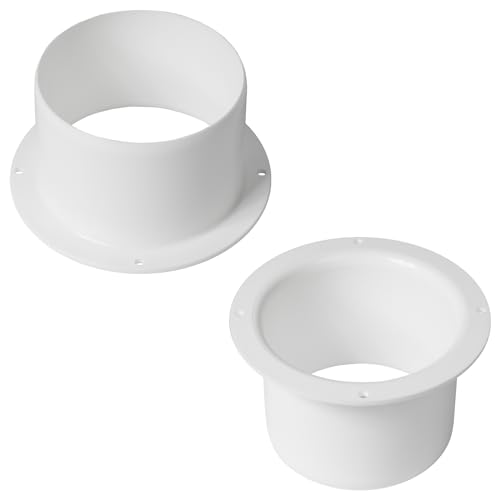 REPA MARKET 4 Inch Pack of 2 Duct Connector Flange Plastic Male End Straight Pipe Coupler for Heating Cooling Ventilation System Ducting Dryer Vent Coupling Wall Plate PVC Flange Adapter HVAC Fittings - Image 1