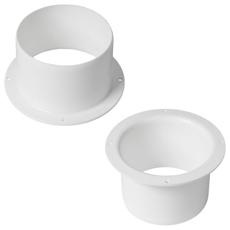 REPA MARKET 4 Inch Pack of 2 Duct Connector Flange Plastic Male End Straight Pipe Coupler for Heating Cooling Ventilation System Ducting Dryer Vent Coupling Wall Plate PVC Flange Adapter HVAC Fittings - Image 2