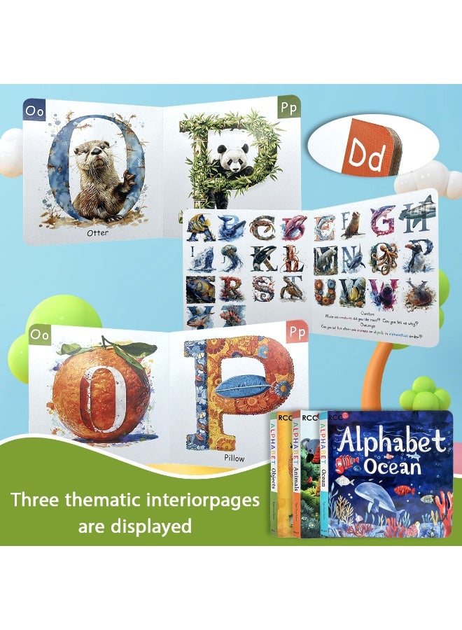 3 قطع كتاب ألغاز فنية تعليمية للأطفال باللغة الإنجليزية يتضمن كتاب ألغاز تعليمية للأطفال يتضمن الحروف الأبجدية المقابلة لحيوانات المحيط بشكل شامل لتحسين وتعزيز التعلم المعرفي والتفكير التخيلي، مونتيسوري، التنوير المبكر للأطفال مناسب للفصول الدراسية المنزلية والوسائل التعليمية المنزلية الموسم المدرسي، هدية العيد - Image 5