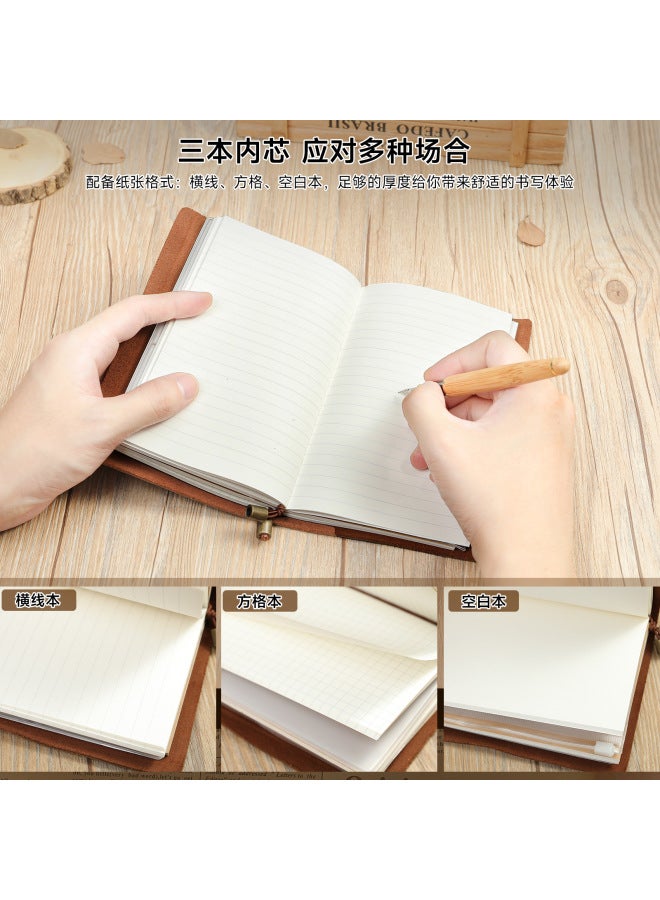Matt Crazy Horse Leather Retro Nostalgic Hand Ledger Advanced Sense Cowhide Binder Notebook Compact Portable Travel Journal - Image 2