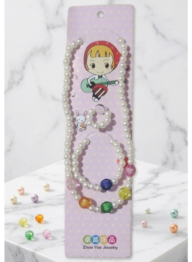 Necklace + Bracelet + Ring for Girls, 3-Piece Set, High-Quality loly Accessories for Girls