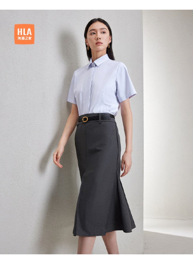 HLA Summer Simple Striped Turn-Down Collar Formal Women'S Short-Sleeved Shirt - Image 1