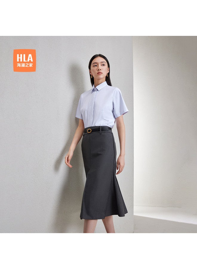 HLA Summer Simple Striped Turn-Down Collar Formal Women'S Short-Sleeved Shirt - Image 2