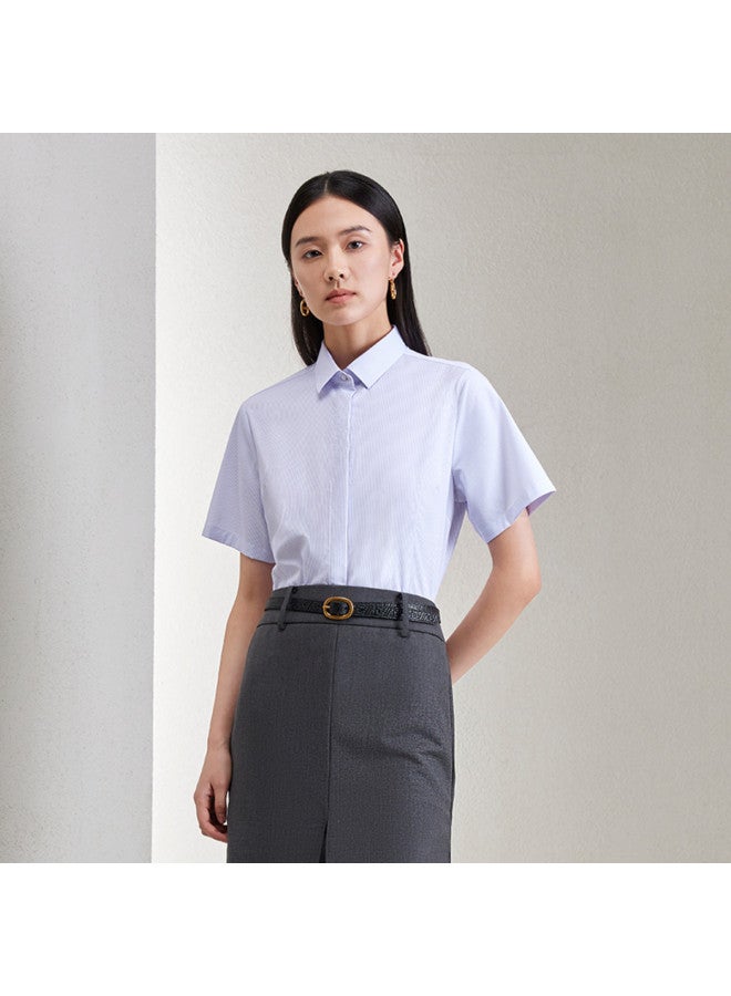 HLA Summer Simple Striped Turn-Down Collar Formal Women'S Short-Sleeved Shirt - Image 5