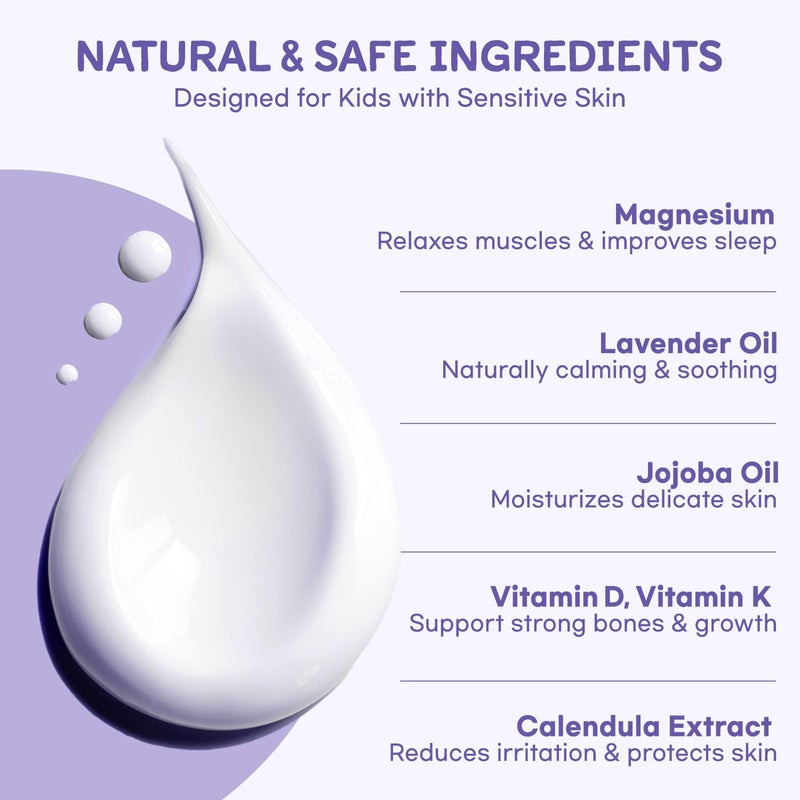 VIGORITY Magnesium Lotion for Kids Babies Sleep Bedtime Calming Body Cream with Natural Ingredients Lavender Oil Shea Butter Multi Vitamins Topical Magnesium Soothing Relief Promotes Relaxation - Image 3