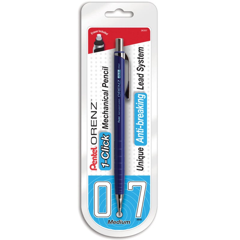 PentelÂ® Orenz Mechanical Pencil, B Lead, 0.7 mm, Blue Barrel