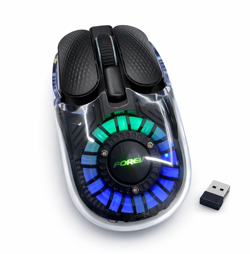 FOREV Wireless Mouse Dual Mode (2.4G + Bluetooth 5.0) Rechargeable Bluetooth Mouse with RGB Backlit, up to 1600 DPI, Type C, Silent Ergonomic Design for Mac Mini PC Gaming Laptop Computer (Black) - Image 1