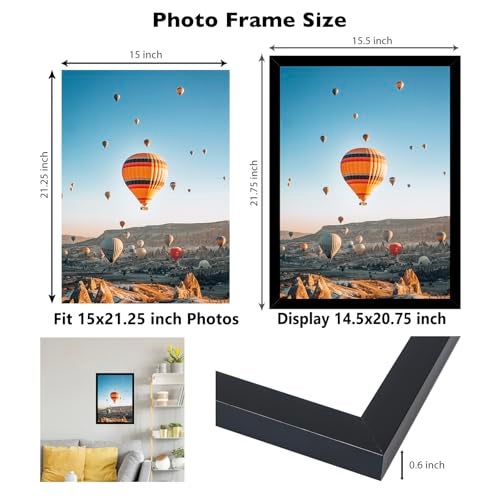 JCJMY 15x21.25 Puzzles Frame Black, Wall Hanging 15 x 21.25 Picture Frame for 15 by 21.25 Poster Photo Canvas Picture Puzzles with Shatter Resistant Plexiglass, Black - Image 3