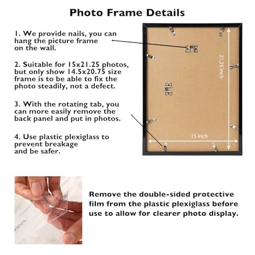 JCJMY 15x21.25 Puzzles Frame Black, Wall Hanging 15 x 21.25 Picture Frame for 15 by 21.25 Poster Photo Canvas Picture Puzzles with Shatter Resistant Plexiglass, Black - Image 4