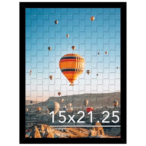 JCJMY 15x21.25 Puzzles Frame Black, Wall Hanging 15 x 21.25 Picture Frame for 15 by 21.25 Poster Photo Canvas Picture Puzzles with Shatter Resistant Plexiglass, Black - Image 1