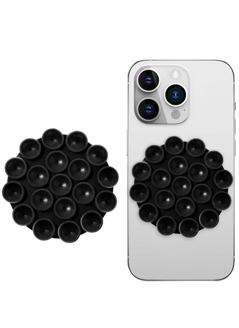 Silicone Suction Cup Phone Case Mount Double Sided, Phone Accessories Hands-Free Strong Grip Holder for Selfies and Videos, Silicon Phone Stand for iPhone and Android ( Black)