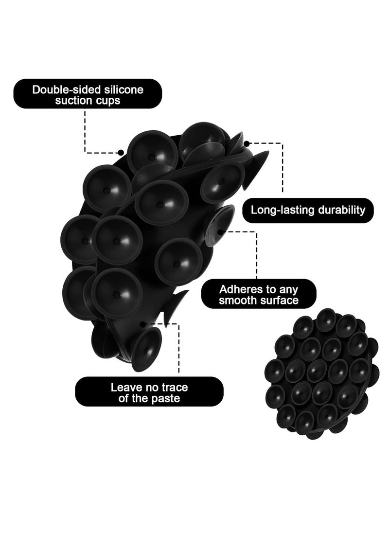 Silicone Suction Cup Phone Case Mount Double Sided, Phone Accessories Hands-Free Strong Grip Holder for Selfies and Videos, Silicon Phone Stand for iPhone and Android ( Black)