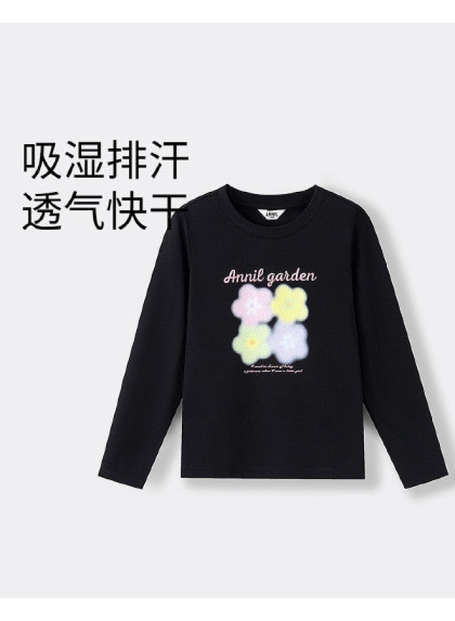 Annil girls' Round Neck Long Sleeve T-shirt - New 2025 Autumn Collection Sportswear Casual Base Layer - Image 1