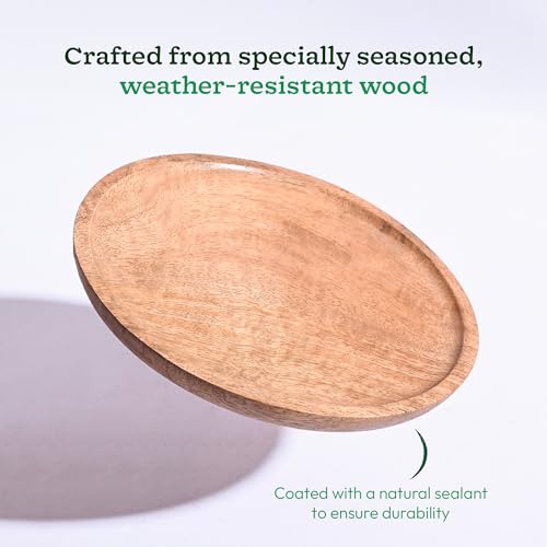 UGAOO Wooden Round Bottom Tray (Plate/Saucer) (Set of 3, 11 cm) | Suitable for Small Round Pots| Heavy Duty, Highly Durable Plant Saucer for Indoor Home Decor & Outdoor Balcony Garden - Image 3
