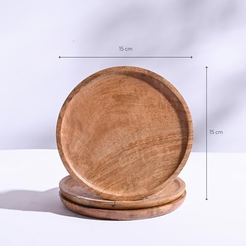 UGAOO Wooden Round Bottom Tray (Plate/Saucer) (Set of 3, 11 cm) | Suitable for Small Round Pots| Heavy Duty, Highly Durable Plant Saucer for Indoor Home Decor & Outdoor Balcony Garden - Image 5