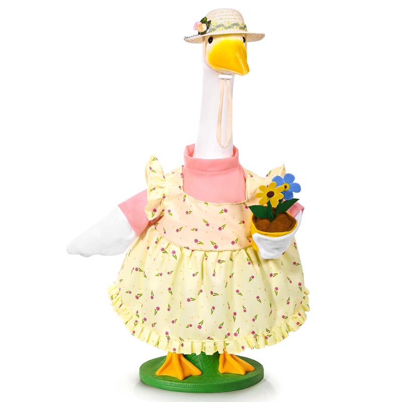 JcHrmers Gardener Porch Goose Outfits Spring Goose Outfit Cute Lawn Porch Goose Clothes Fits 23" Cement Plastic Goose Statue for Outdoor Garden Yard Patio Art Decor (Style2) - Image 1