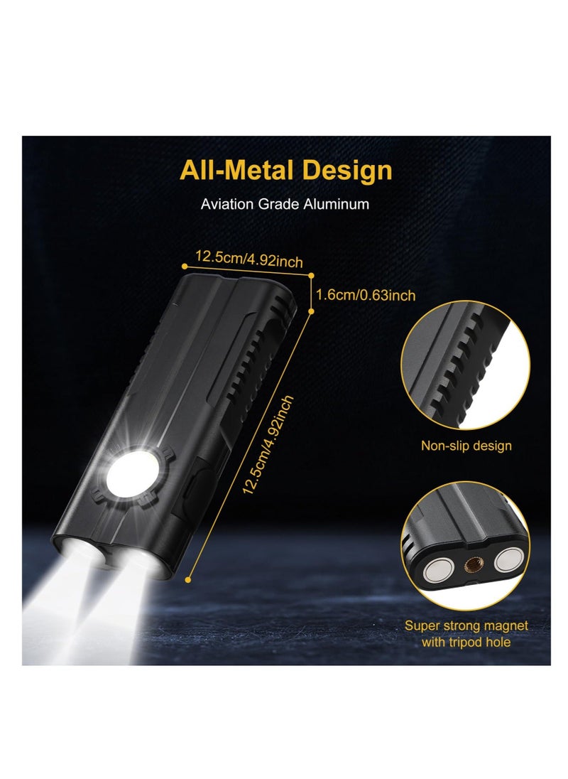 Generic - Small Powerful Torch LED, Super Bright 1000LM LED Keychain Flashlight, Rechargeable 300 Meters IPX4 Small Powerful Pocket Torch, with 7 Light Modes & Magnetic Tail, for Camping and Emergency Use - Image 1