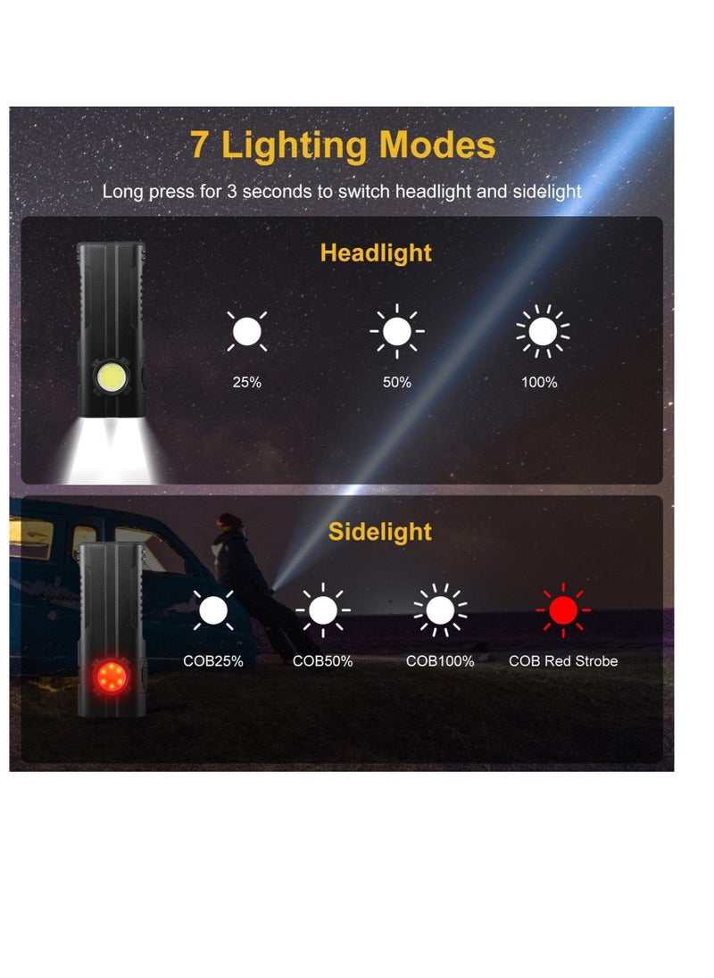 Generic - Small Powerful Torch LED, Super Bright 1000LM LED Keychain Flashlight, Rechargeable 300 Meters IPX4 Small Powerful Pocket Torch, with 7 Light Modes & Magnetic Tail, for Camping and Emergency Use - Image 1