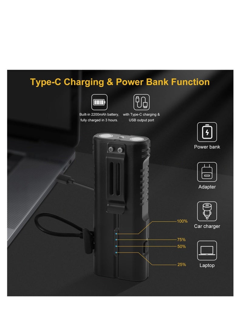 Generic - Small Powerful Torch LED, Super Bright 1000LM LED Keychain Flashlight, Rechargeable 300 Meters IPX4 Small Powerful Pocket Torch, with 7 Light Modes & Magnetic Tail, for Camping and Emergency Use - Image 1