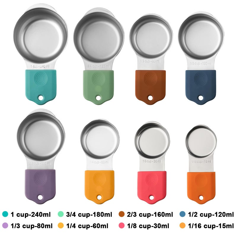 X-zrew Magnetic Measuring Cups Set of 8 Stainless Steel Magnetic Measuring Cup Heavy Duty Measuring Cups for Dry and Liquid Ingredients - Image 2
