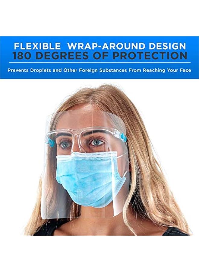 Arabest Salon World Safety Face Shields with Glasses Frames (Pack of 10) - Ultra Clear Protective Full Face Shields  - Image 3
