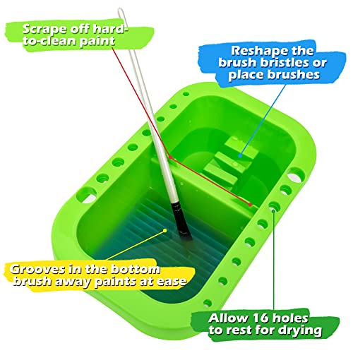 MyLifeUNIT Paint Brush Cleaner Paint Brush Holder and Organizers with Palette for Acrylic Watercolor and WaterBased Paints Lawn Green - Image 3