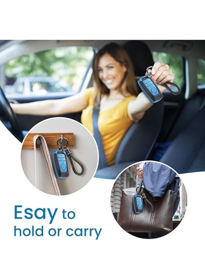 OUYoo for Ford Key Fob Cover Soft TPU with Keychain Key Case Holder Full Protection for Ford Explorer  Fusion Escape Edge Expedition F150 F250 F350 F450 F550 Maverick Mustang ( blue) - Image 4