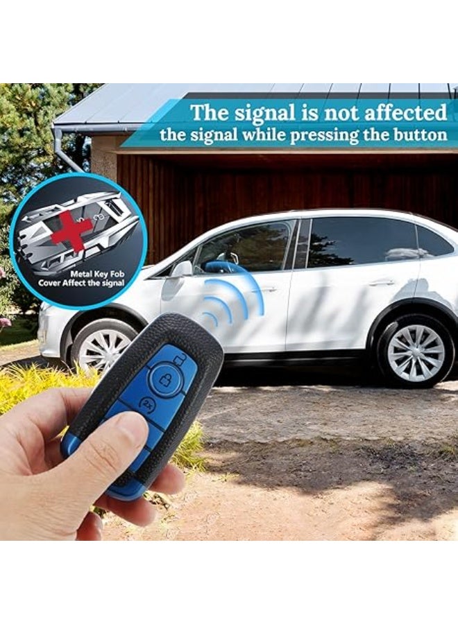 OUYoo for Ford Key Fob Cover Soft TPU with Keychain Key Case Holder Full Protection for Ford Explorer  Fusion Escape Edge Expedition F150 F250 F350 F450 F550 Maverick Mustang ( blue) - Image 5