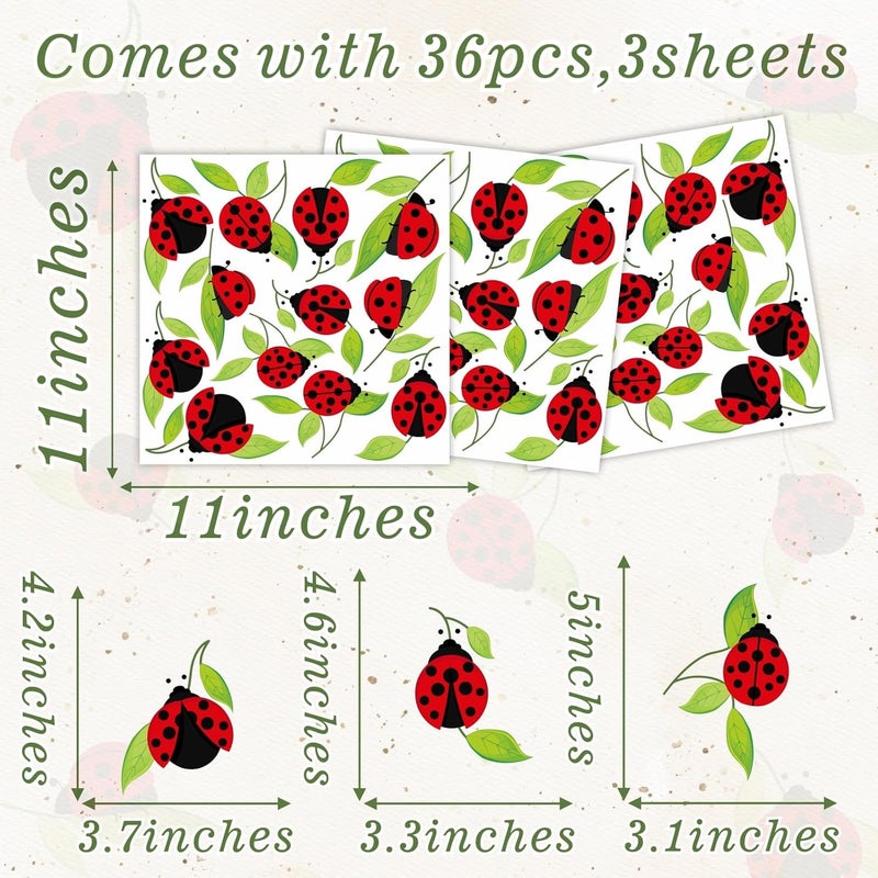 Kazova Cute Insect Wall Decals Small Ladybug Wall Stickers Ladybug Window Clings Funny Bug Window Decals Cartoon Animal Wall Stickers Peel and Stick Insect Stickers for Kids Room Playroom Nursery Decor - Image 2