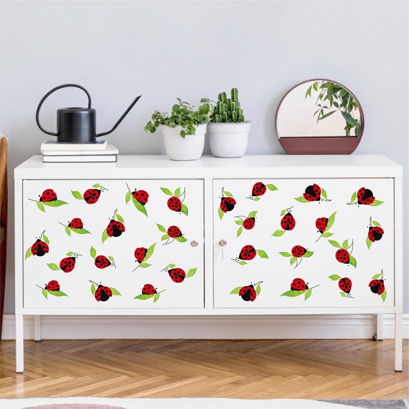 Kazova Cute Insect Wall Decals Small Ladybug Wall Stickers Ladybug Window Clings Funny Bug Window Decals Cartoon Animal Wall Stickers Peel and Stick Insect Stickers for Kids Room Playroom Nursery Decor - Image 4