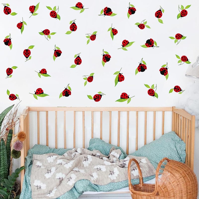 Kazova Cute Insect Wall Decals Small Ladybug Wall Stickers Ladybug Window Clings Funny Bug Window Decals Cartoon Animal Wall Stickers Peel and Stick Insect Stickers for Kids Room Playroom Nursery Decor - Image 3