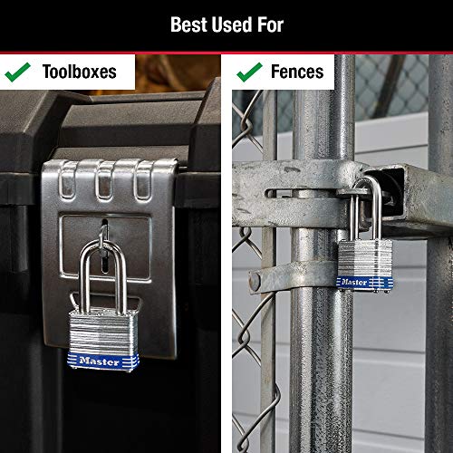 Master Lock 3TLF Laminated Steel Padlock with Key, 2 Pack Keyed-Alike - Image 4