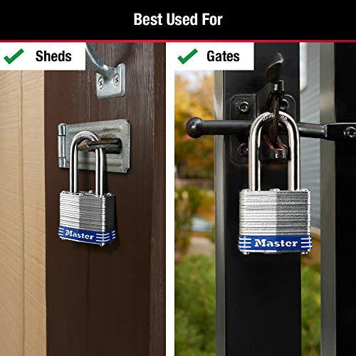 Master Lock 3TLF Laminated Steel Padlock with Key, 2 Pack Keyed-Alike - Image 3