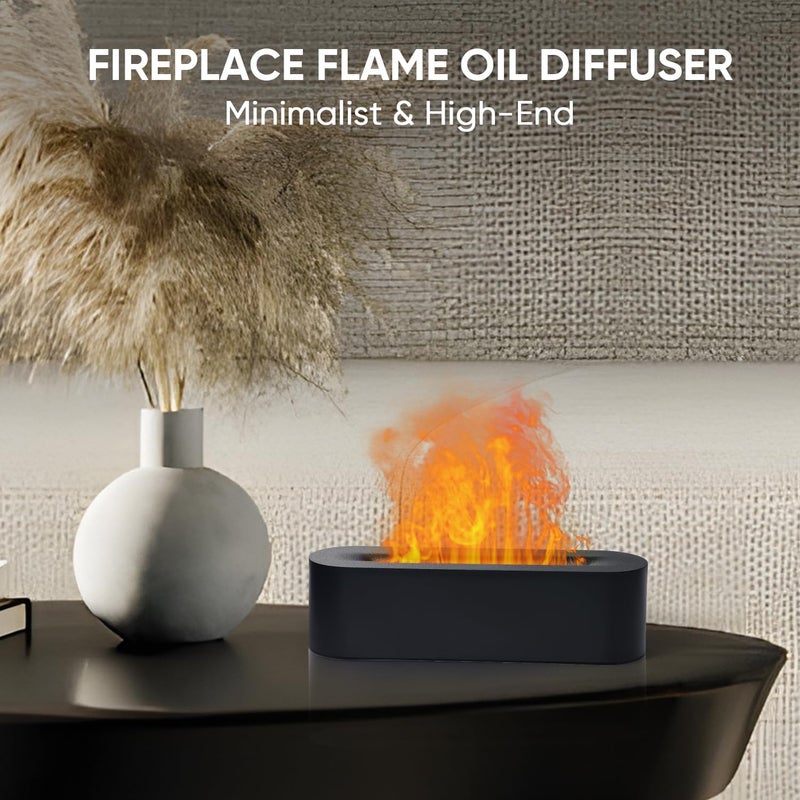 Yaledi Essential Oil Diffuser, Fireplace Fire Flame Aromatherapy Diffuser, 150ml Ultrasonic Cool Mist Humidifier, Scent Aroma Diffuser with 7 Colors Light, Timer & Auto-Off for Home, Room (Black) - Image 2