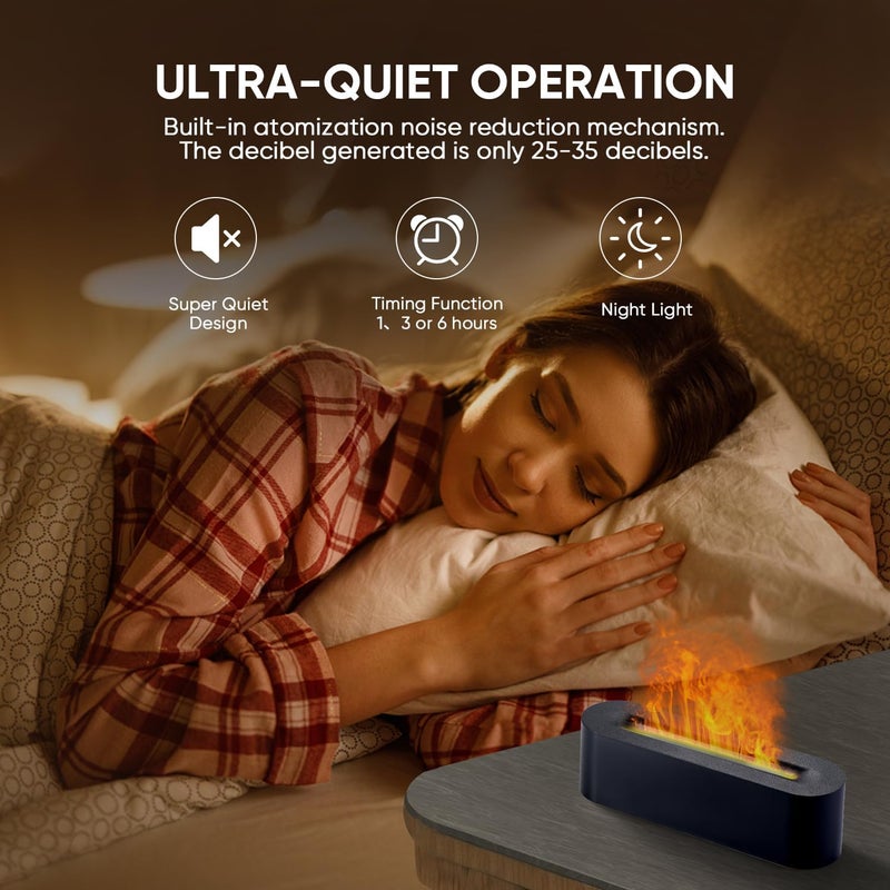 Yaledi Essential Oil Diffuser, Fireplace Fire Flame Aromatherapy Diffuser, 150ml Ultrasonic Cool Mist Humidifier, Scent Aroma Diffuser with 7 Colors Light, Timer & Auto-Off for Home, Room (Black) - Image 4