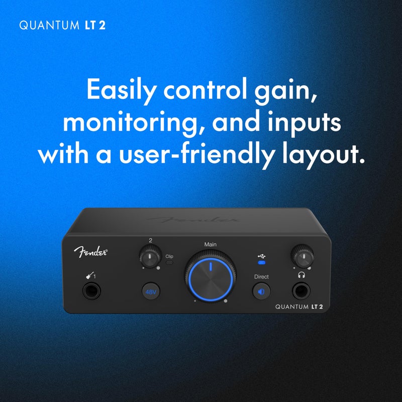 Fender Quantum LT 2 | USB-C Audio Interface for Music Production, MAX-HD Mic Preamp, Instrument Input, Low-Latency Drivers, Loopback, Balanced Outputs, Headphone Amp, Mac & PC - Image 3
