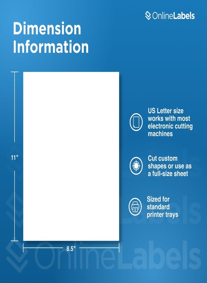 Online Labels ورق لاصق مقاوم للماء من OnlineLabels، مقاس 8.5 × 11 بوصة، لاصق دائم، أبيض غير لامع يشبه الفينيل، متوافق مع طابعات Cricut وSilhouette النافثة للحبر - عبوة من 10 أوراق OL177WJ - Image 4