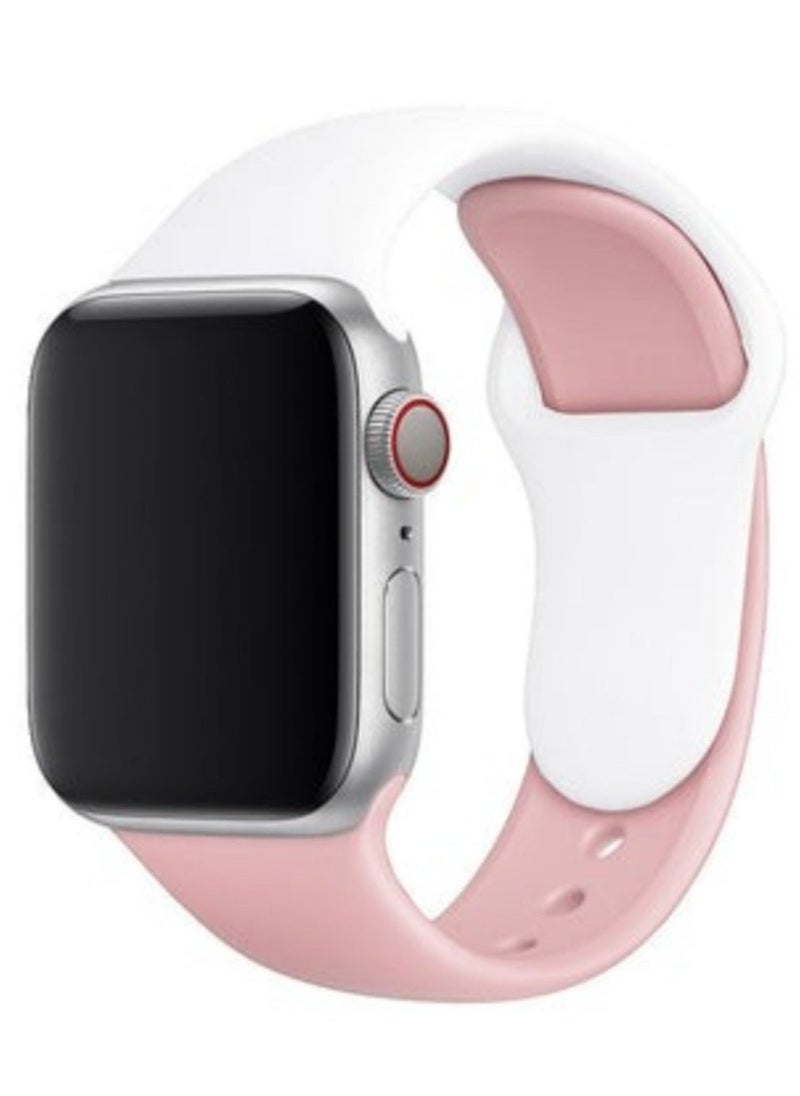 Dual Color Soft Silicone Watch Strap For Apple Watch Band /41mm For iWatch Series 7/6/SE/5/4/3/2/1/