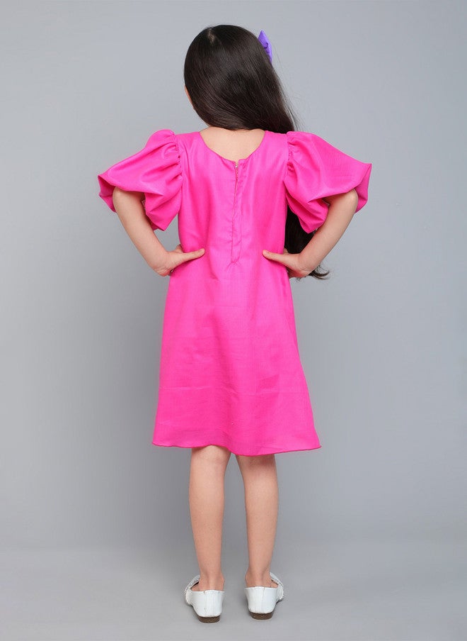 PinkChick Pink Colourblocked A-Line Dress for Girls - Image 5