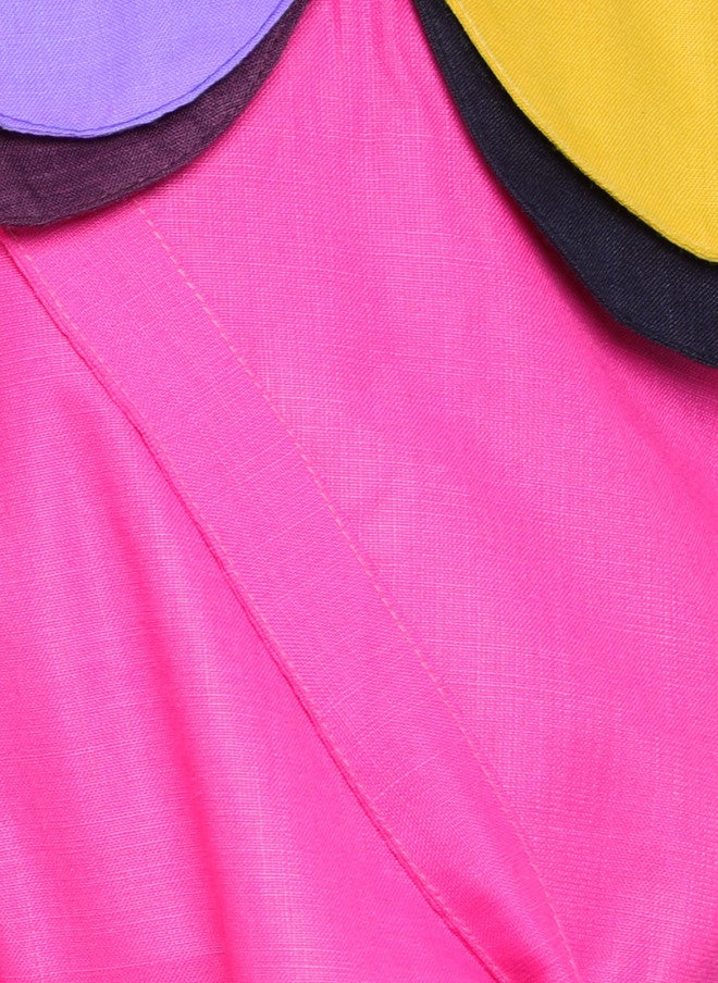 PinkChick Pink Colourblocked A-Line Dress for Girls - Image 2