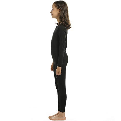 ViCherub Girls Thermal Underwear Set,Long Johns for Kids Ultra Soft Base Layer Fleece Lined Thermals Top and Bottom 2 Sets Black & Gray M - Image 3