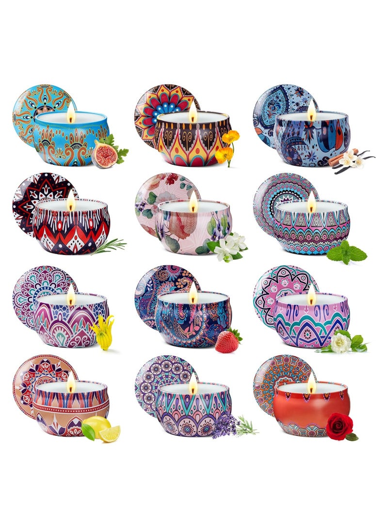 مجموعة هدايا شموع معطرة للنساء مكونة من 12 قطعة، شموع معطرة للمنزل، شموع الصويا المطورة في برطمان كبير، شموع اللافندر، هدية عيد ميلاد للنساء، حمام سبا، تأمل، هدية عيد الحب، شموع، 12 قطعة