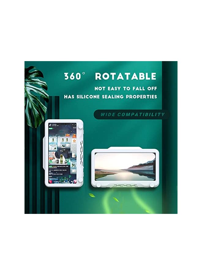Green Tiger Shower Phone Holder Waterproof Wall Mounted, Holder 360° Rotation Anti Fog Touch Screen for Bathroom Shower Kitchen Make up Compatible with Mobile Phones Under 6.8 inches-Grey - Image 5
